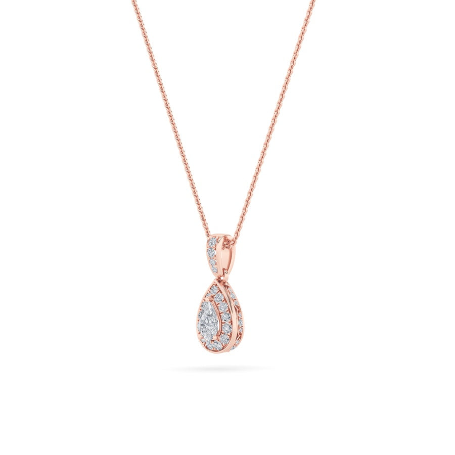 Pear Shape Halo Pendant lab grown diamond