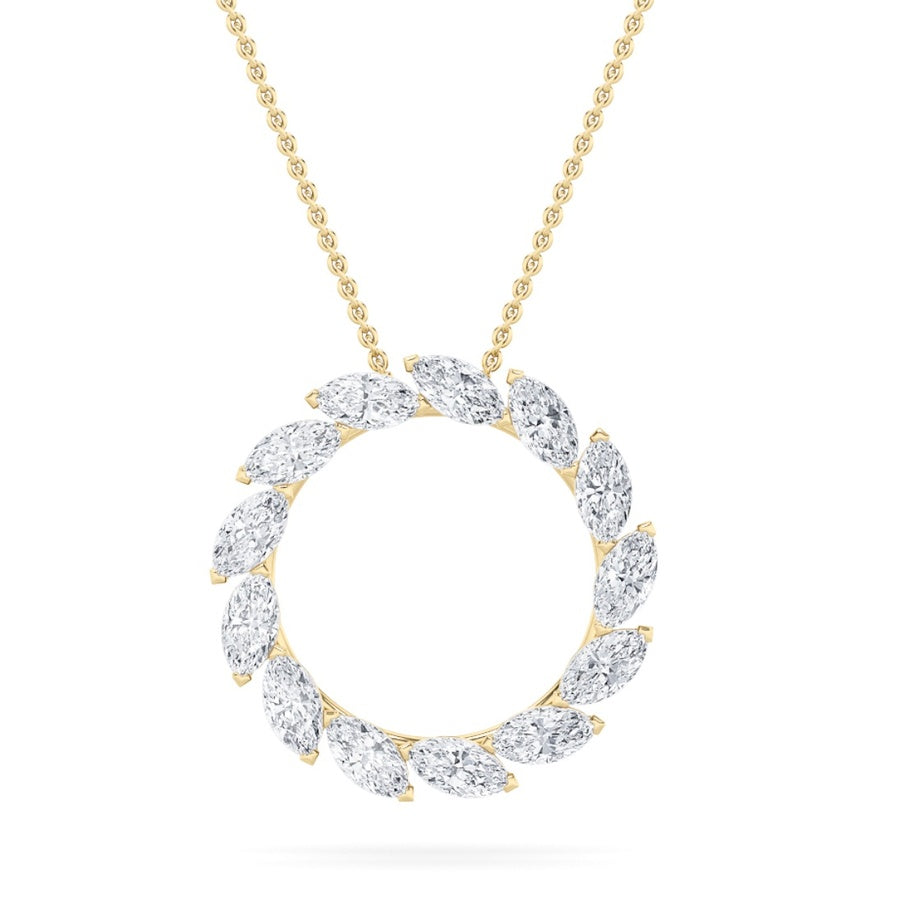 2Cttw Marquise Shaped Lab Grown Diamond (F/VS) Circle Necklace in 14K Gold