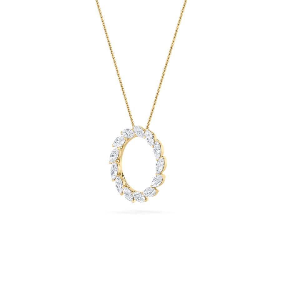 2Cttw Marquise Shaped Lab Grown Diamond (F/VS) Circle Necklace in 14K Gold