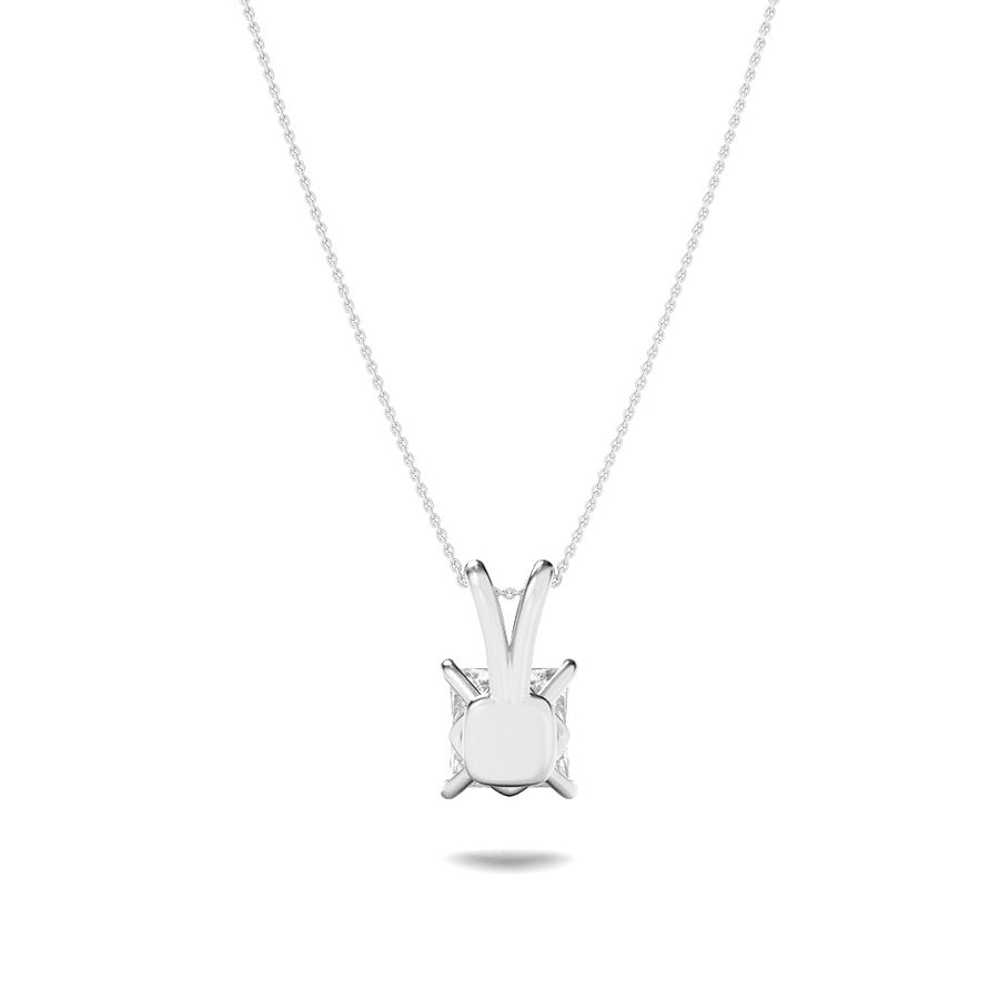3Cttw Princess Shaped Lab Grown Diamond (F/VS) Split Bale Solitaire Pendant in 14K Gold
