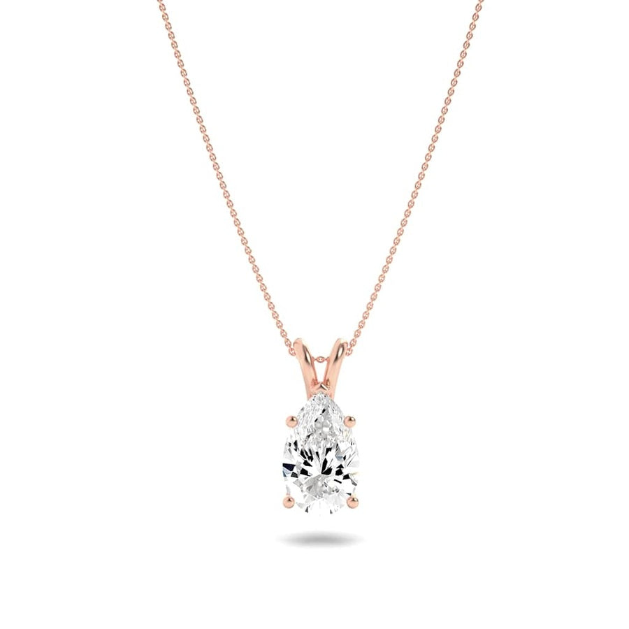 3Cttw Pear Shaped Lab Grown Diamond (F/VS) Split Bale Solitaire Pendant in 14K Gold