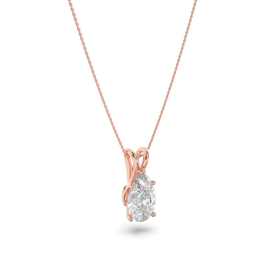 3Cttw Pear Shaped Lab Grown Diamond (F/VS) Split Bale Solitaire Pendant in 14K Gold