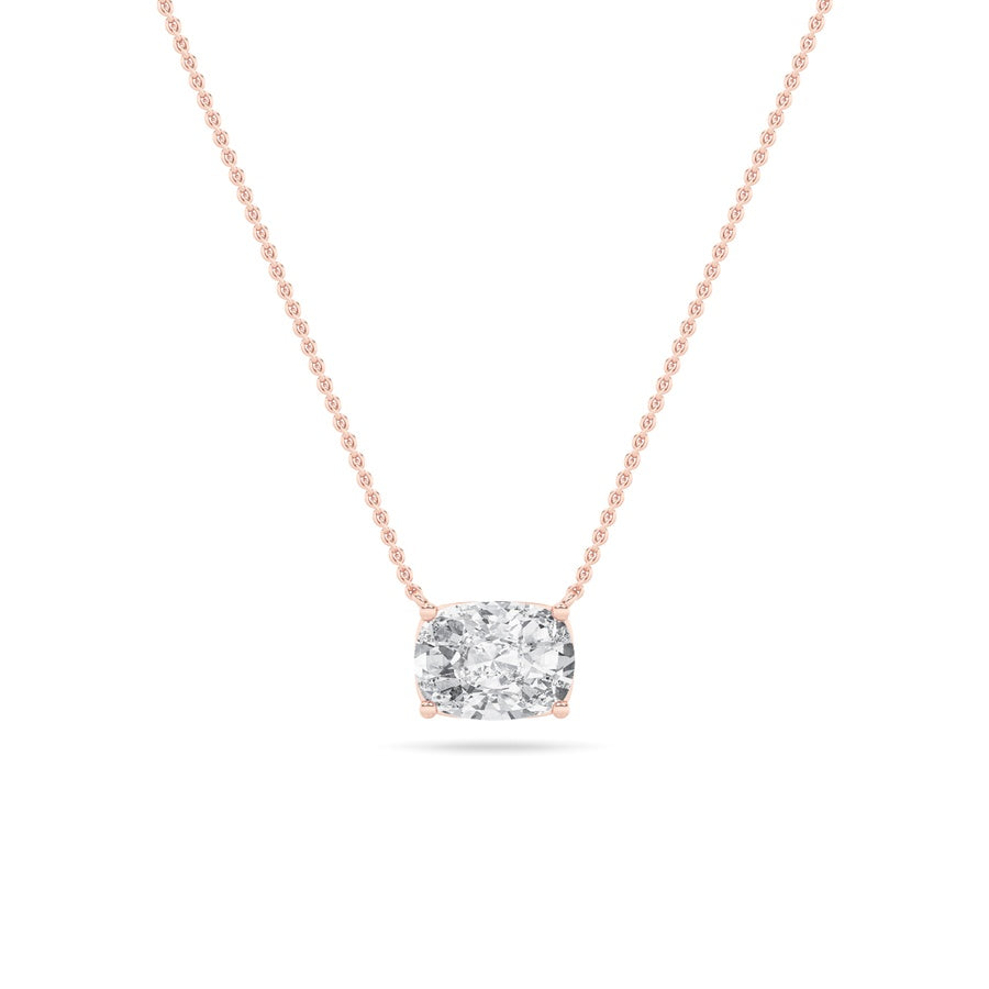 Cushion Shape East West Solitaire Necklace lab grown diamond