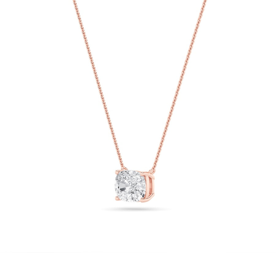 Cushion Shape East West Solitaire Necklace lab grown diamond