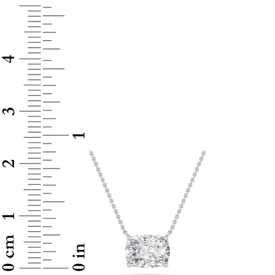 Cushion Shape East West Solitaire Necklace lab grown diamond