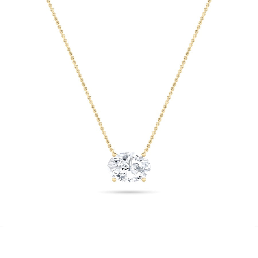 Oval Shape East West Solitaire Necklace lab grown diamond