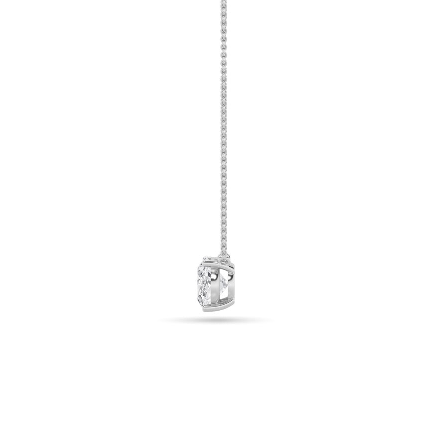 3Cttw Oval Shaped Lab Grown Diamond (F/VS) East West Solitaire Necklace in 14K Gold