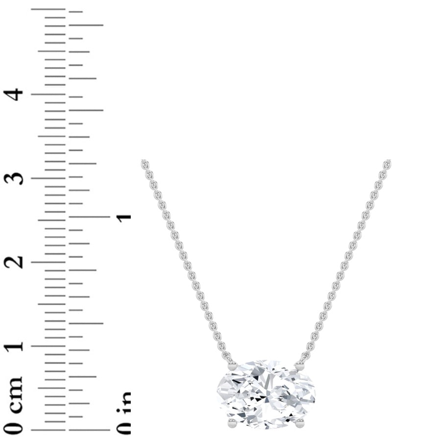 Oval Shape East West Solitaire Necklace lab grown diamond