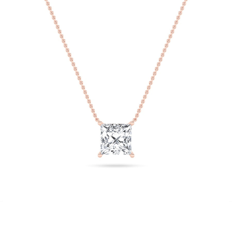Princess Shape Solitaire Necklace lab grown diamond