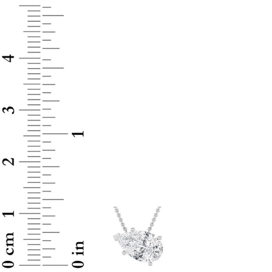 Pear Shape East West Solitaire Necklace lab grown diamond