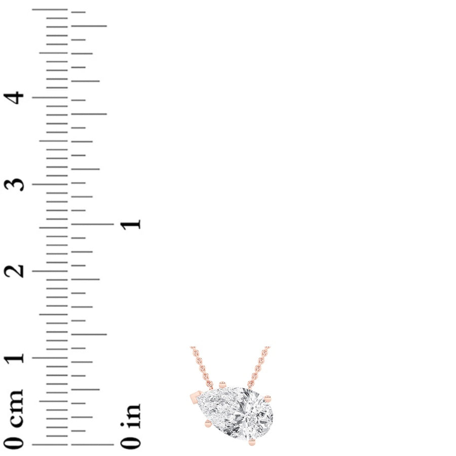 Pear Shape East West Solitaire Necklace lab grown diamond