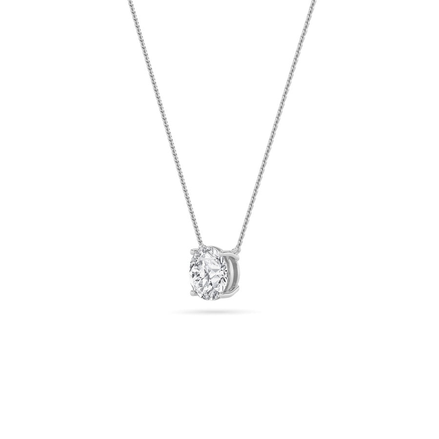 2Cttw Round Shaped Lab Grown Diamond (F/VS) Solitaire Necklace in 14K Gold