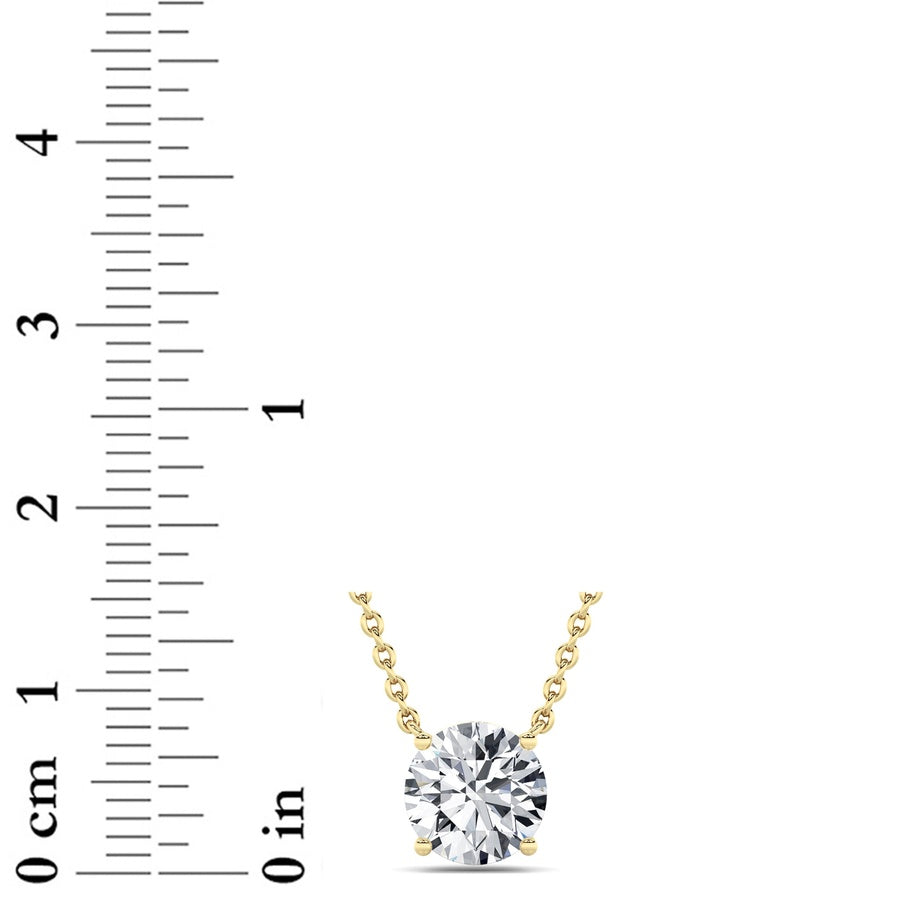 2Cttw Round Shaped Lab Grown Diamond (F/VS) Solitaire Necklace in 14K Gold