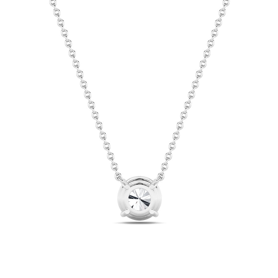 3Cttw Round Shaped Lab Grown Diamond (F/VS) Solitaire Necklace in 14K Gold