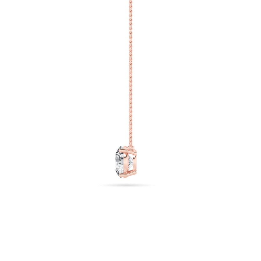 3Cttw Round Shaped Lab Grown Diamond (F/VS) Solitaire Necklace in 14K Gold