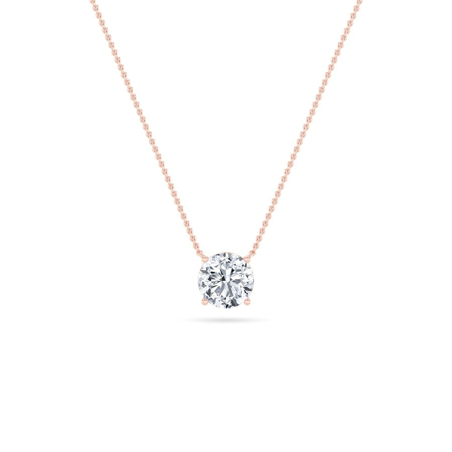 3Cttw Round Shaped Lab Grown Diamond (F/VS) Solitaire Necklace in 14K Gold