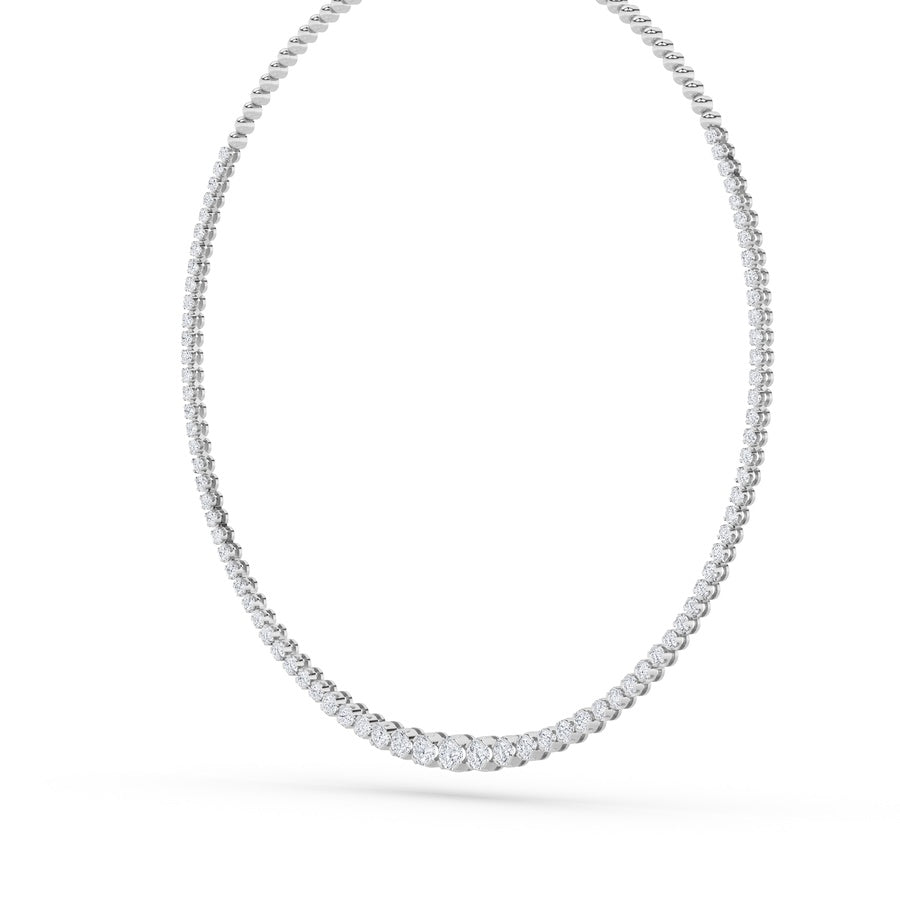 10Cttw Round Shaped Lab Grown Diamond (F/VS) Graduating Half Riviera Necklace in 14K Gold