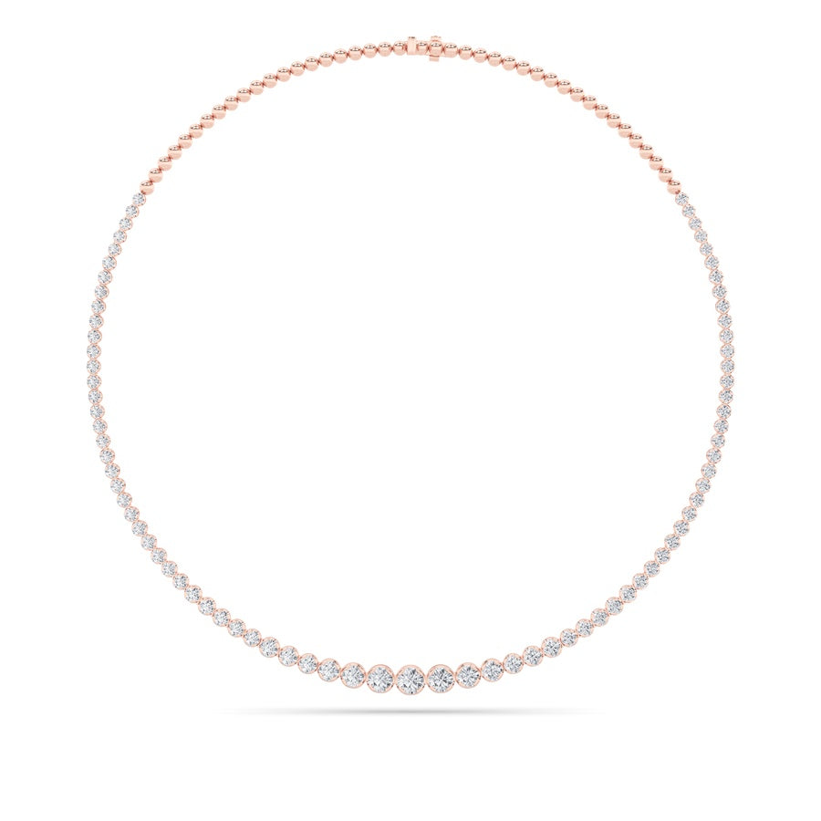 10Cttw Round Shaped Lab Grown Diamond (F/VS) Graduating Half Riviera Necklace in 14K Gold