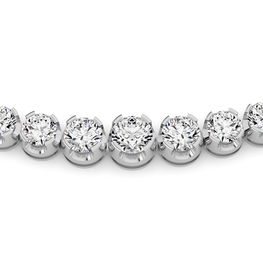 15Cttw Round Shaped Lab Grown Diamond (F/VS) Graduating Full Riviera Necklace in 14K Gold