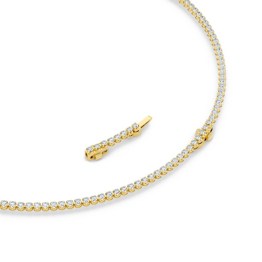 15Cttw Round Shaped Lab Grown Diamond (F/VS) Graduating Full Riviera Necklace in 14K Gold