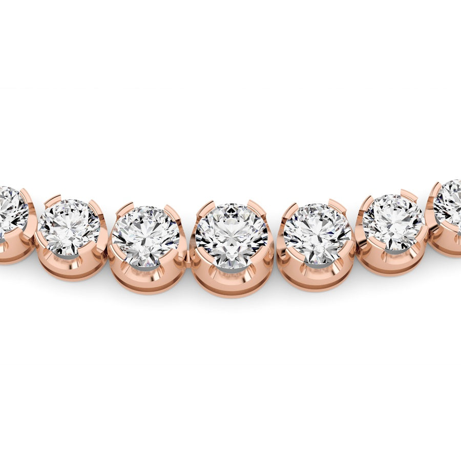 15Cttw Round Shaped Lab Grown Diamond (F/VS) Graduating Full Riviera Necklace in 14K Gold