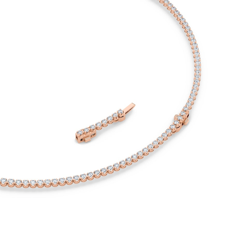15Cttw Round Shaped Lab Grown Diamond (F/VS) Graduating Full Riviera Necklace in 14K Gold