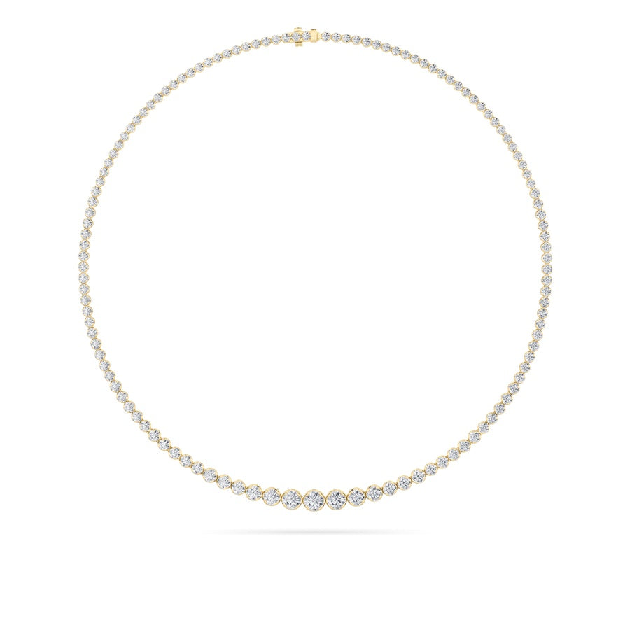 7Cttw Round Shaped Lab Grown Diamond (F/VS) Graduating Half Riviera Necklace in 14K Gold