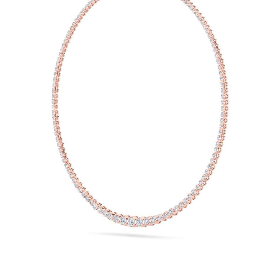 7Cttw Round Shaped Lab Grown Diamond (F/VS) Graduating Half Riviera Necklace in 14K Gold