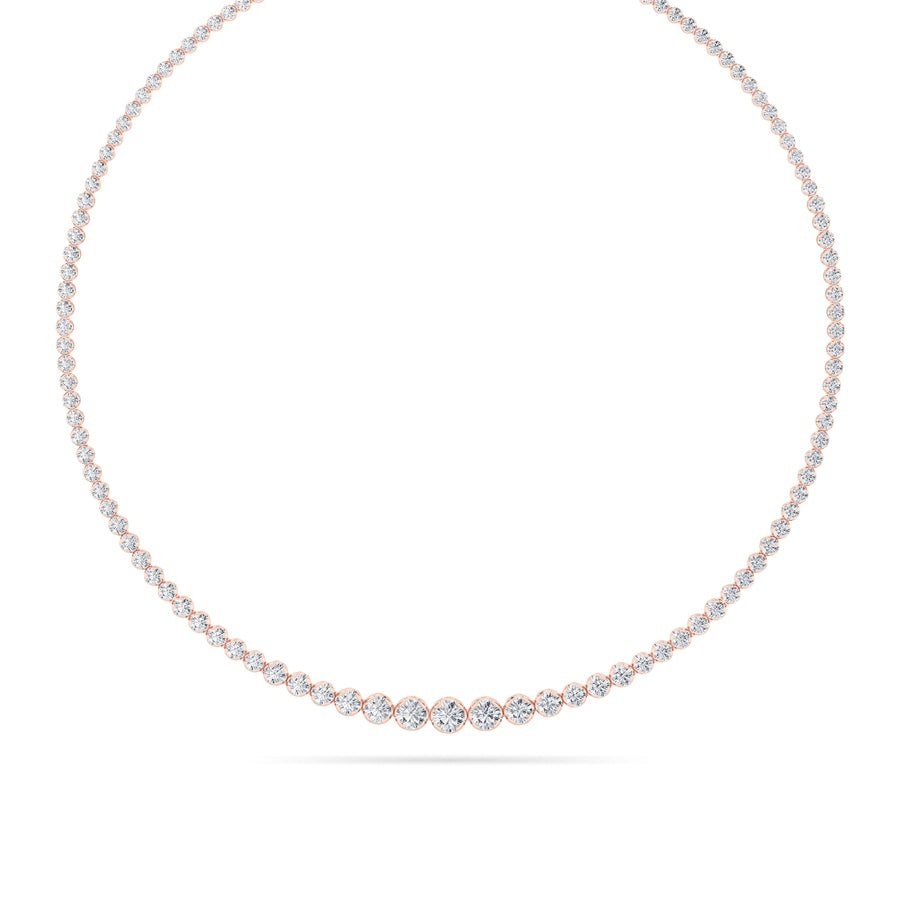 7Cttw Round Shaped Lab Grown Diamond (F/VS) Graduating Half Riviera Necklace in 14K Gold