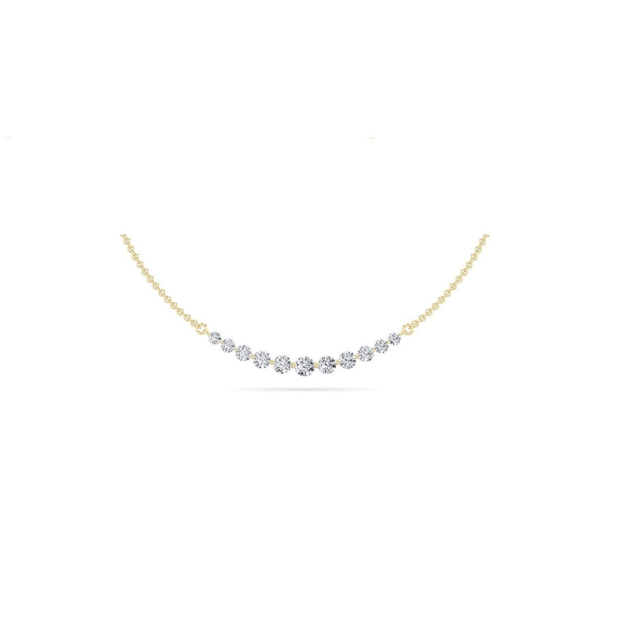 3Cttw Round Shaped Lab Grown Diamond (F/VS) Graduating half Necklace in 14K Gold
