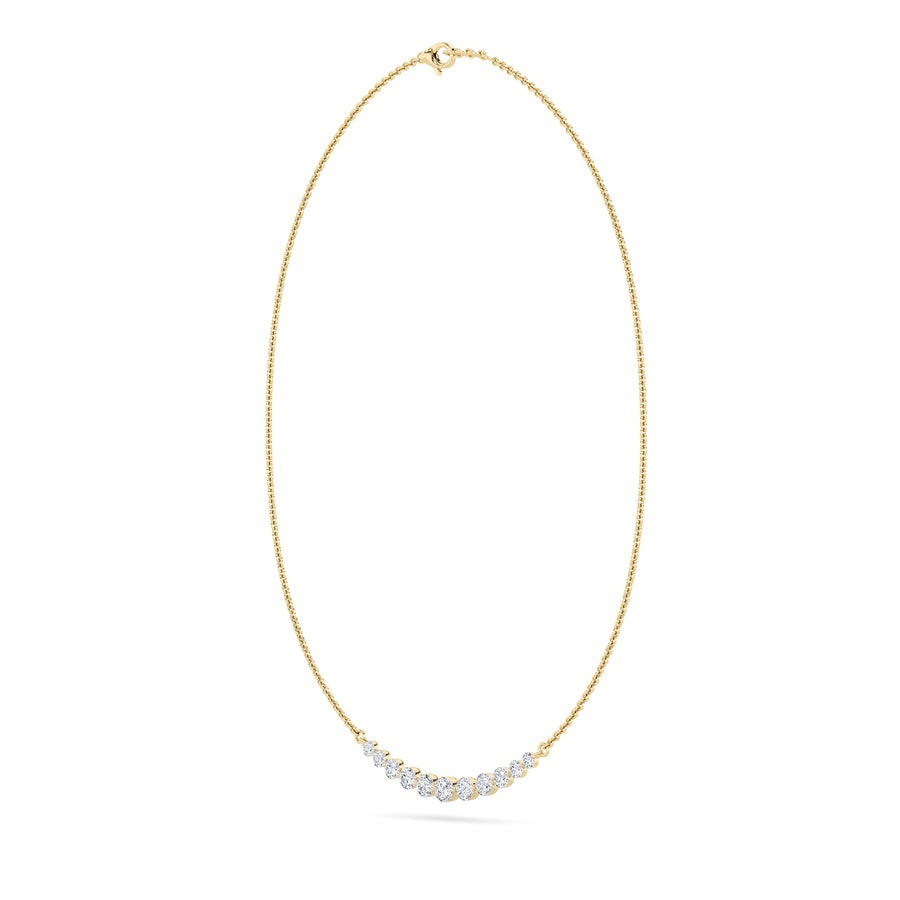 3Cttw Round Shaped Lab Grown Diamond (F/VS) Graduating half Necklace in 14K Gold