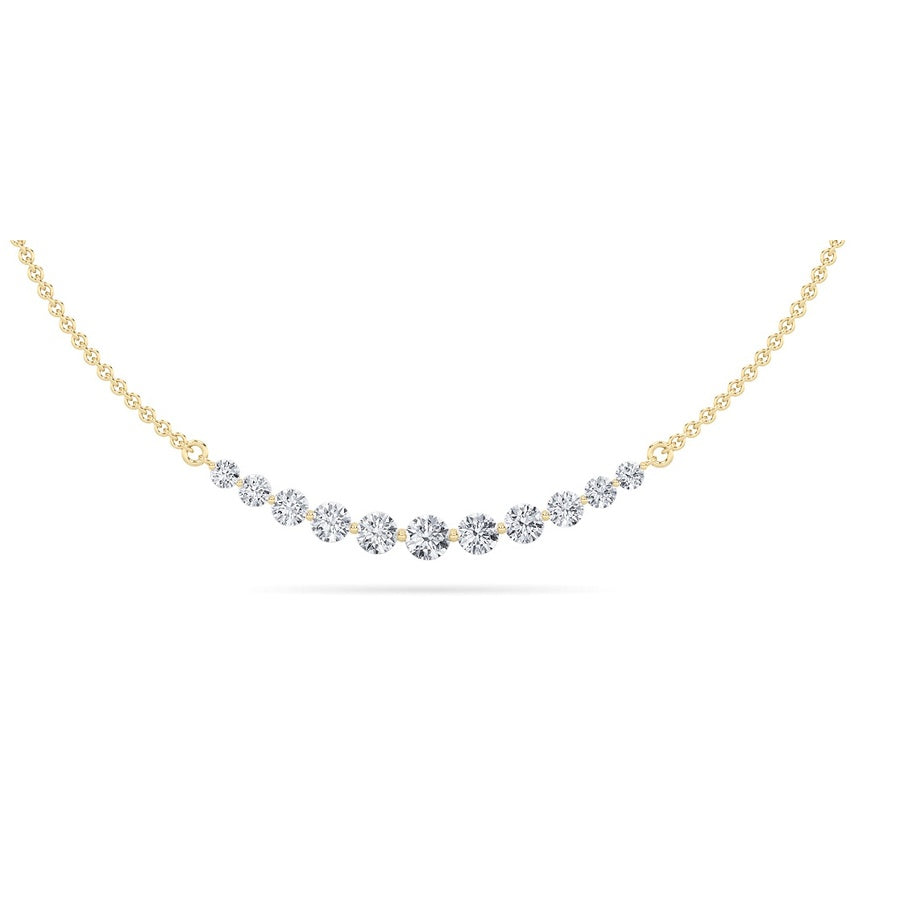 3Cttw Round Shaped Lab Grown Diamond (F/VS) Graduating half Necklace in 14K Gold