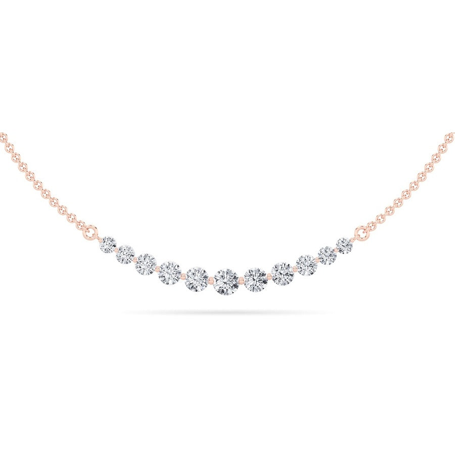 3Cttw Round Shaped Lab Grown Diamond (F/VS) Graduating half Necklace in 14K Gold
