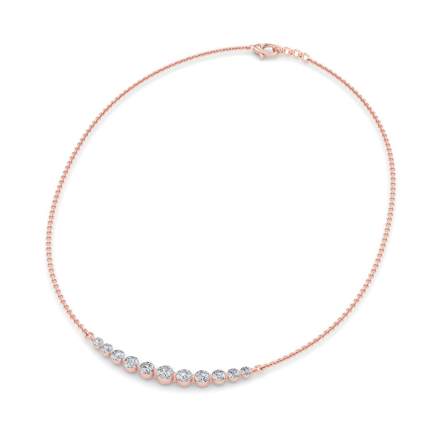 3Cttw Round Shaped Lab Grown Diamond (F/VS) Graduating half Necklace in 14K Gold