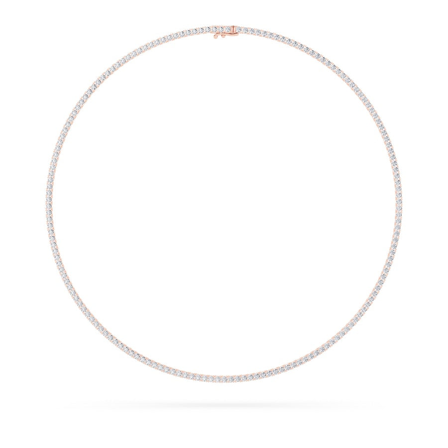 10Cttw Round Shaped Lab Grown Diamond (F/VS) Tennis Necklace in 14K White Gold