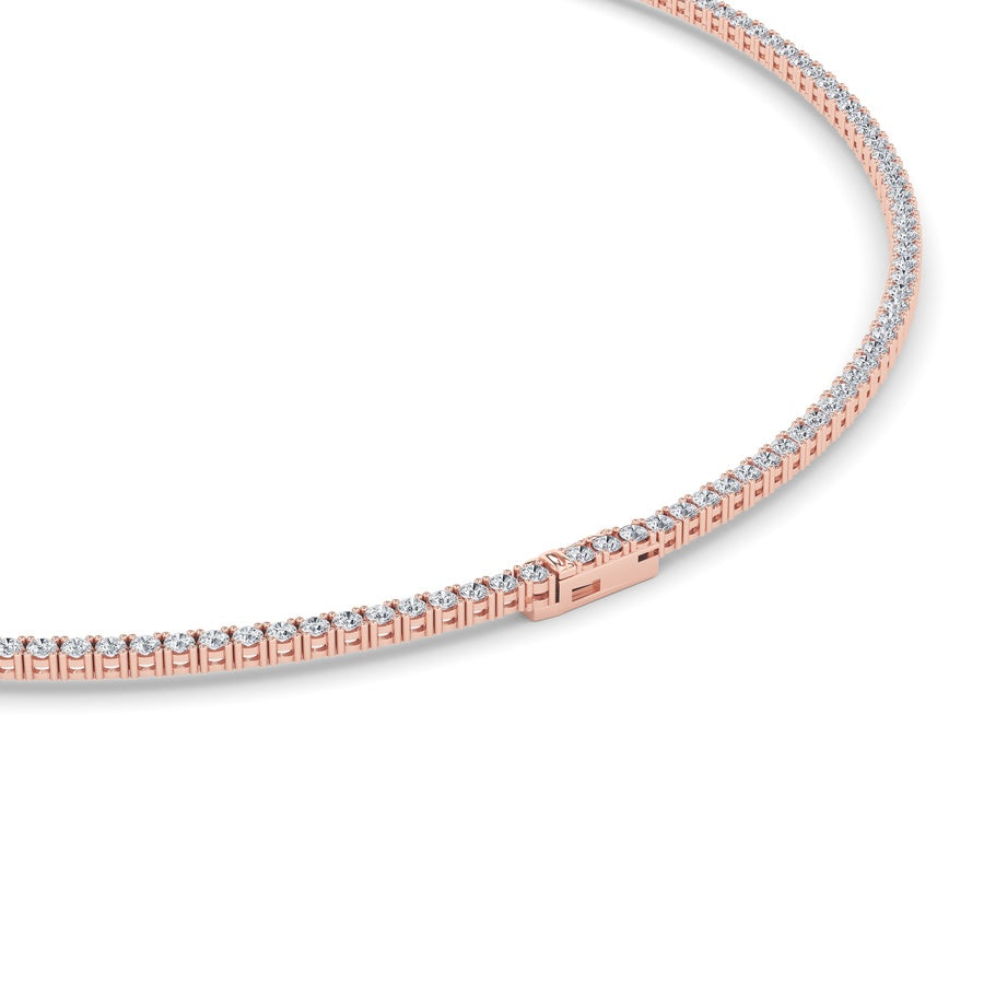 10Cttw Round Shaped Lab Grown Diamond (F/VS) Tennis Necklace in 14K White Gold