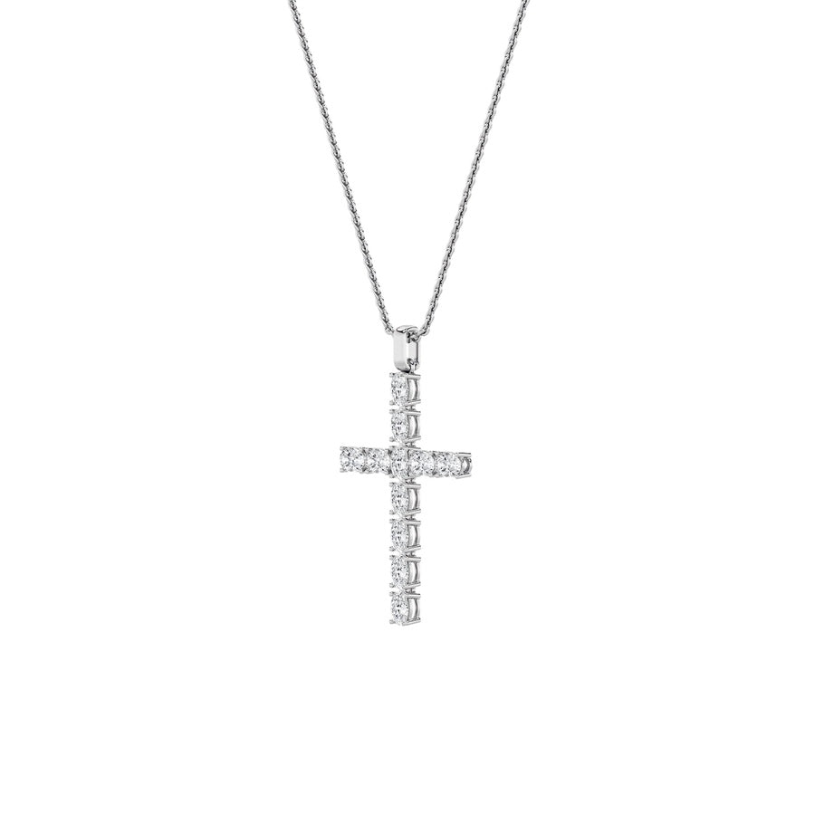 2Cttw Oval Shaped Lab Grown Diamond (F/VS) Cross Pendant in 14K Gold