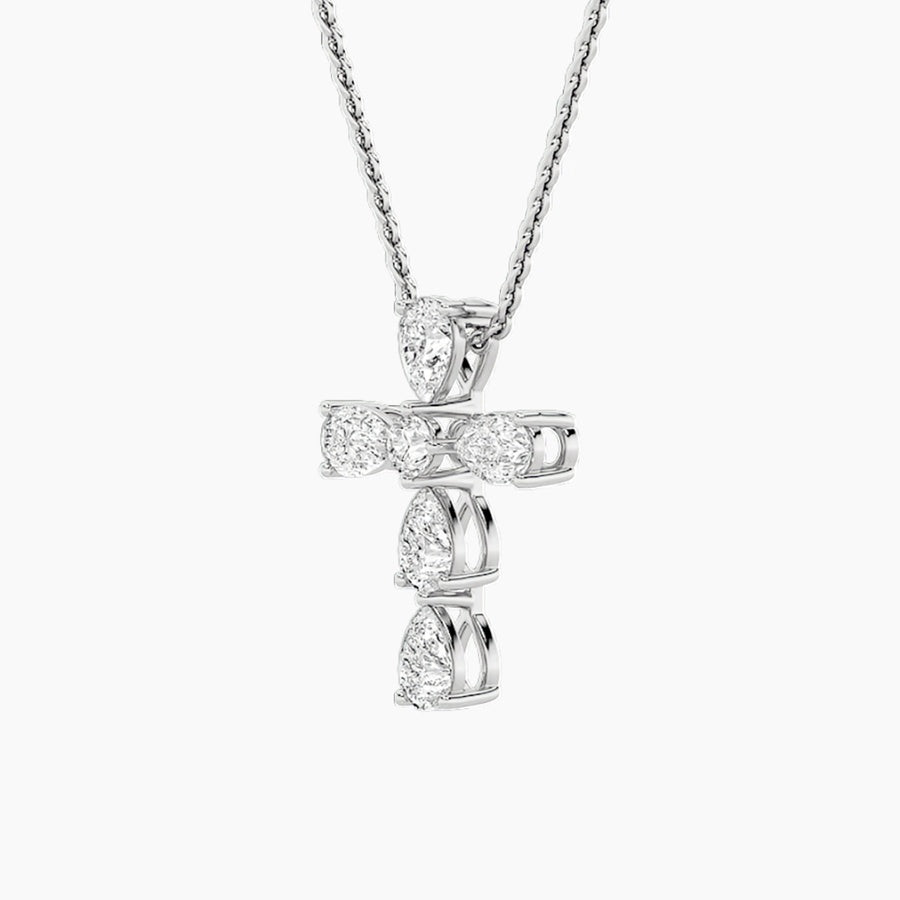 2.75Cttw Pear Shaped Lab Grown Diamond (F/VS) Cross Pendant in 14K Gold