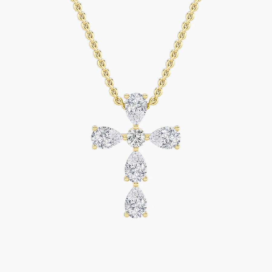 2.75Cttw Pear Shaped Lab Grown Diamond (F/VS) Cross Pendant in 14K Gold