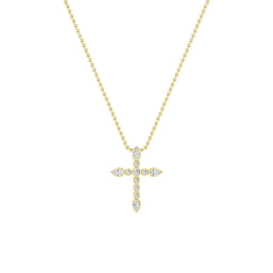 1.5Cttw Pear Shaped Lab Grown Diamond (F/VS) CrossPendant in 14K Gold