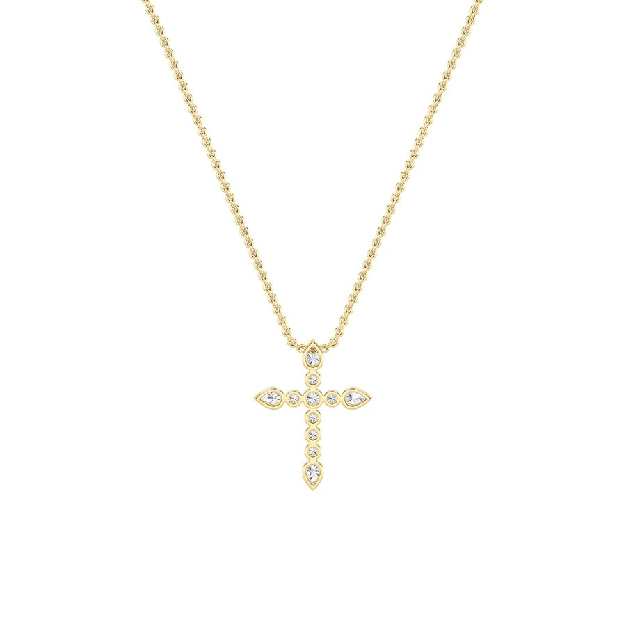 1.5Cttw Pear Shaped Lab Grown Diamond (F/VS) CrossPendant in 14K Gold