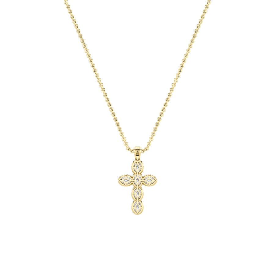 3Cttw Oval Shaped Lab Grown Diamond (F/VS) Cross Pendant in 14K Gold