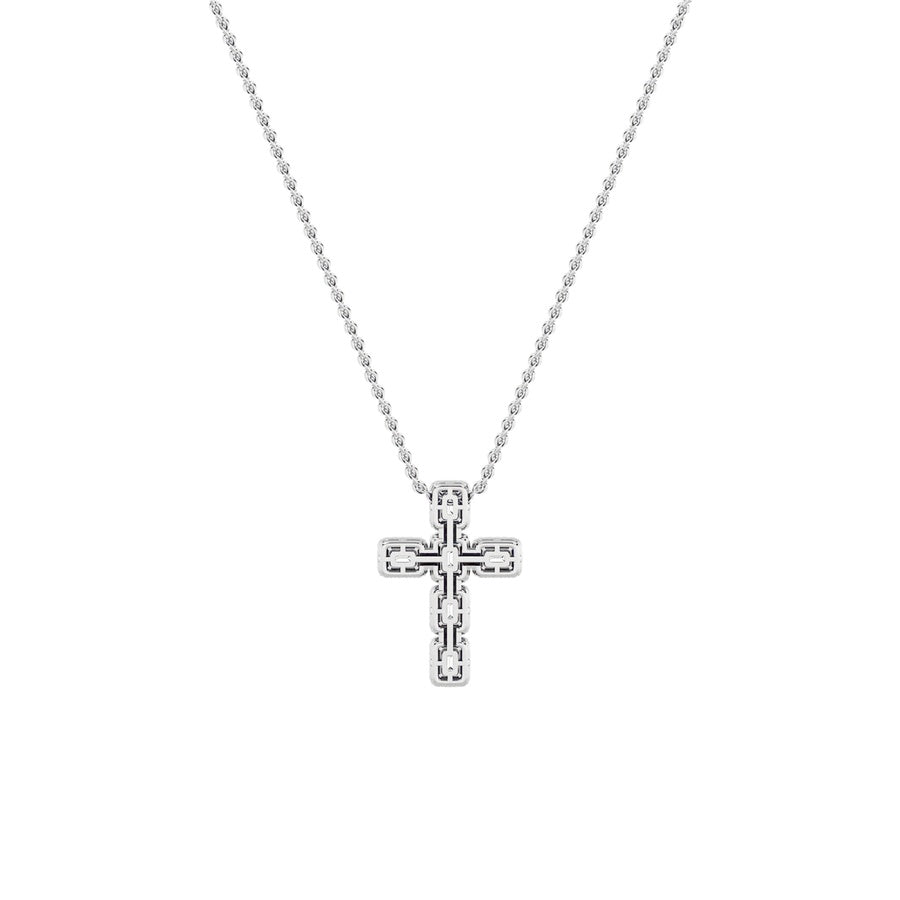 3Cttw Emerald Shaped Lab Grown Diamond (F/VS) Cross Pendant in 14K Gold