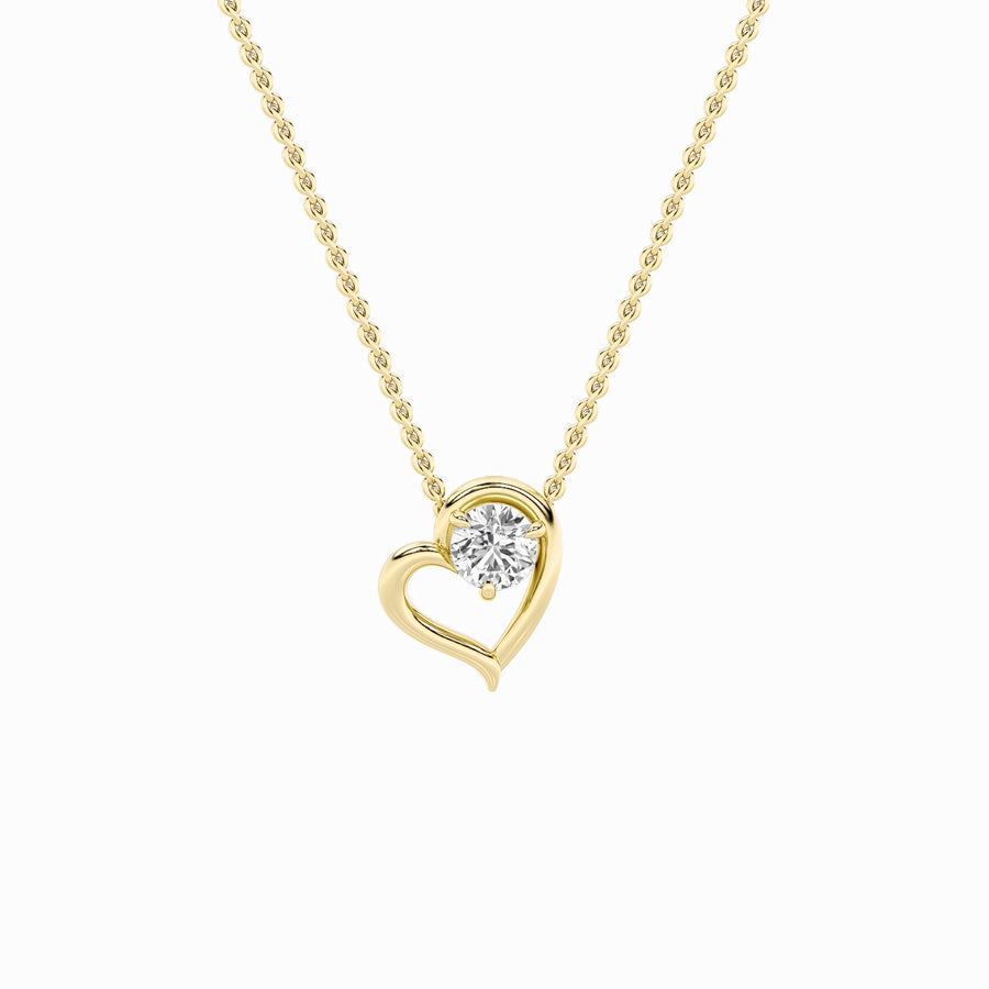 0.5Cttw Round Shaped Lab Grown Diamond (F/VS) Heart Shaped Pendant in 14K Gold