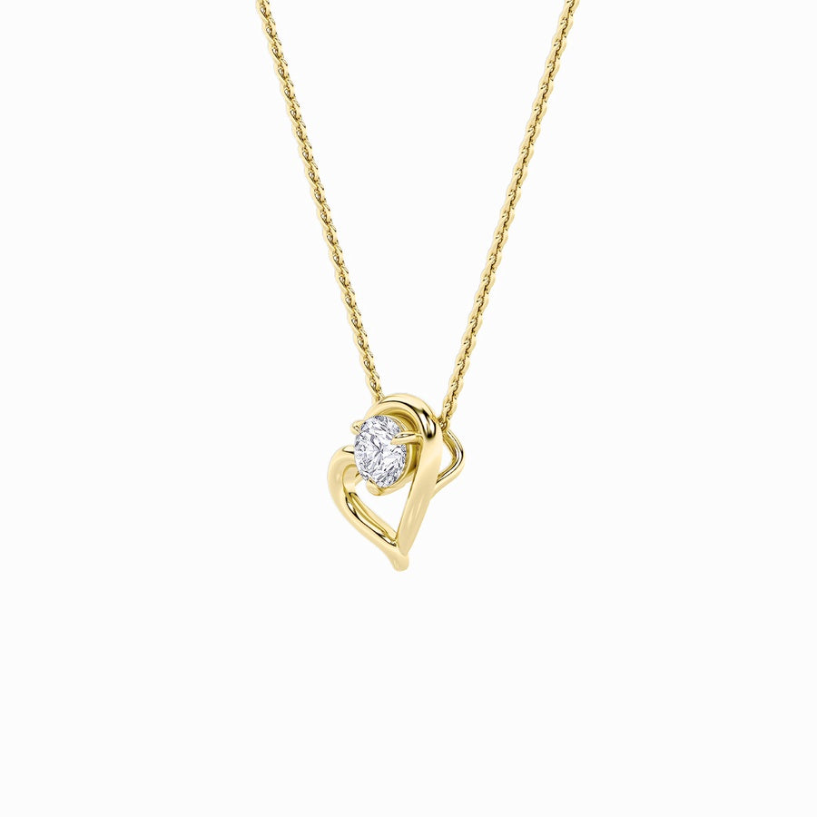 0.5Cttw Round Shaped Lab Grown Diamond (F/VS) Heart Shaped Pendant in 14K Gold
