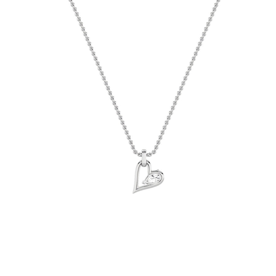 1Cttw Pear Shaped Lab Grown Diamond (F/VS) Heart Shaped Dangle Pendant in 14K Gold
