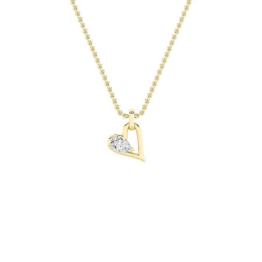 1Cttw Pear Shaped Lab Grown Diamond (F/VS) Heart Shaped Dangle Pendant in 14K Gold