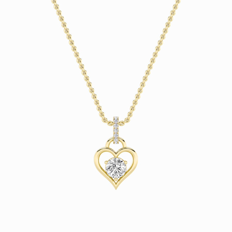 1.5Cttw Round Shaped Lab Grown Diamond (F/VS) Heart Shaped Pendant in 14K Gold