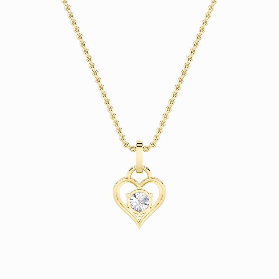 1.5Cttw Round Shaped Lab Grown Diamond (F/VS) Heart Shaped Pendant in 14K Gold