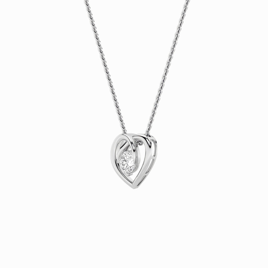 1Cttw Round Shaped Lab Grown Diamond (F/VS) HeartShaped Pendant in 14K Gold